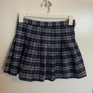 Blue Plaid Casual A-line skirt w/ shorts (skort)